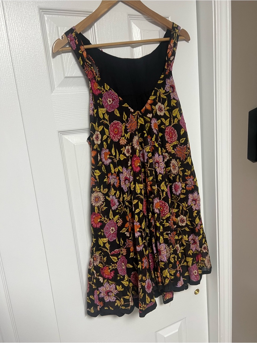Free People Oh Baby Floral Mini Dress Black Multicolor Boho XS - Picture 5 of 8